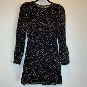 Reformation Black Polka Dot‎ Long Sleeve Mini Dress